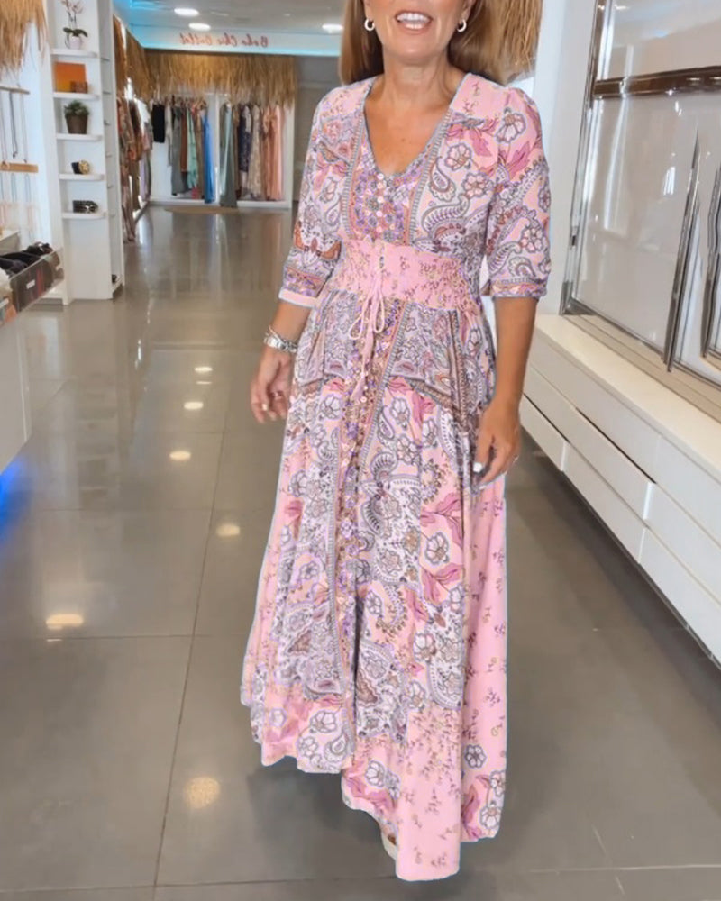 Ruth™ - Elegantes Ferien V-Ausschnitt Kleid