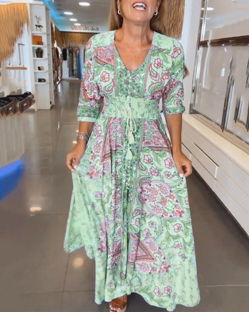 Ruth™ - Elegantes Ferien V-Ausschnitt Kleid