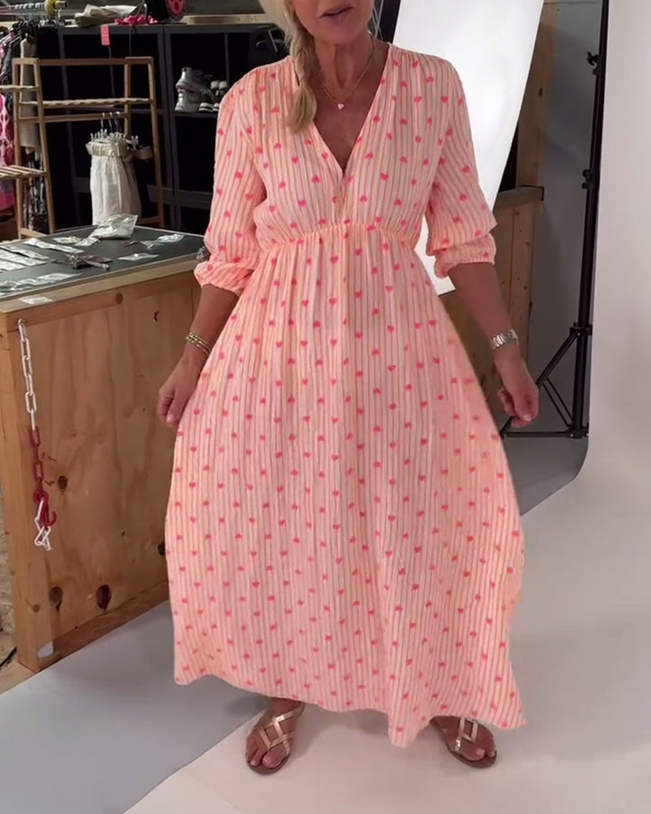 Belle™ – Elegantes V-Ausschnitt Kleid mit Herzmuster