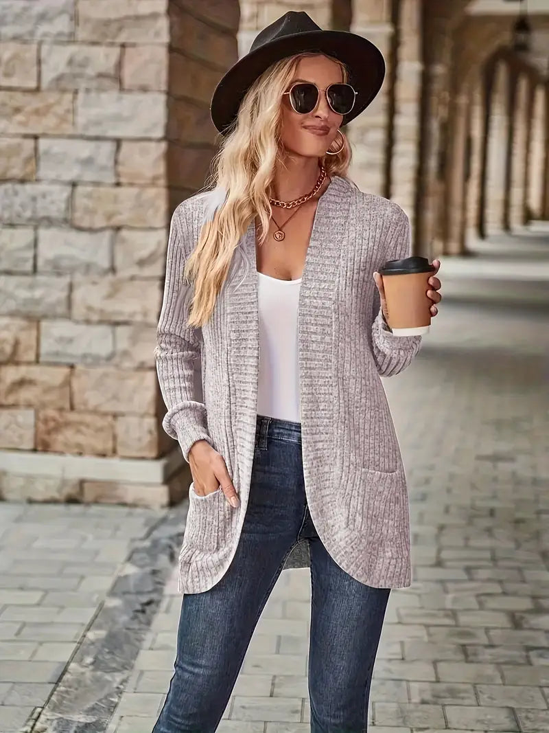 Neva™ - Eleganter Rippstrick-Cardigan mit langen Ärmeln