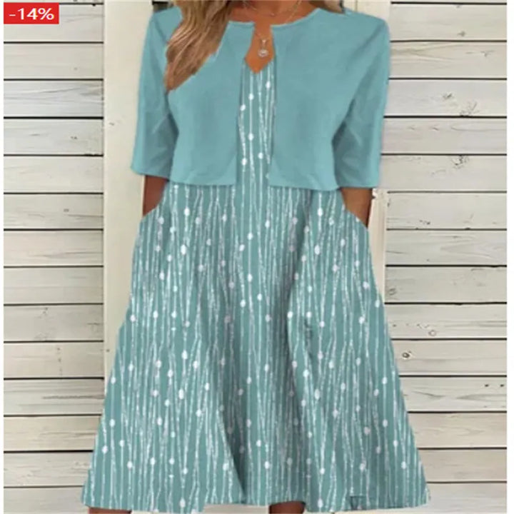 Elise™ - Blumen Zweiteiliges Midi-Kleid