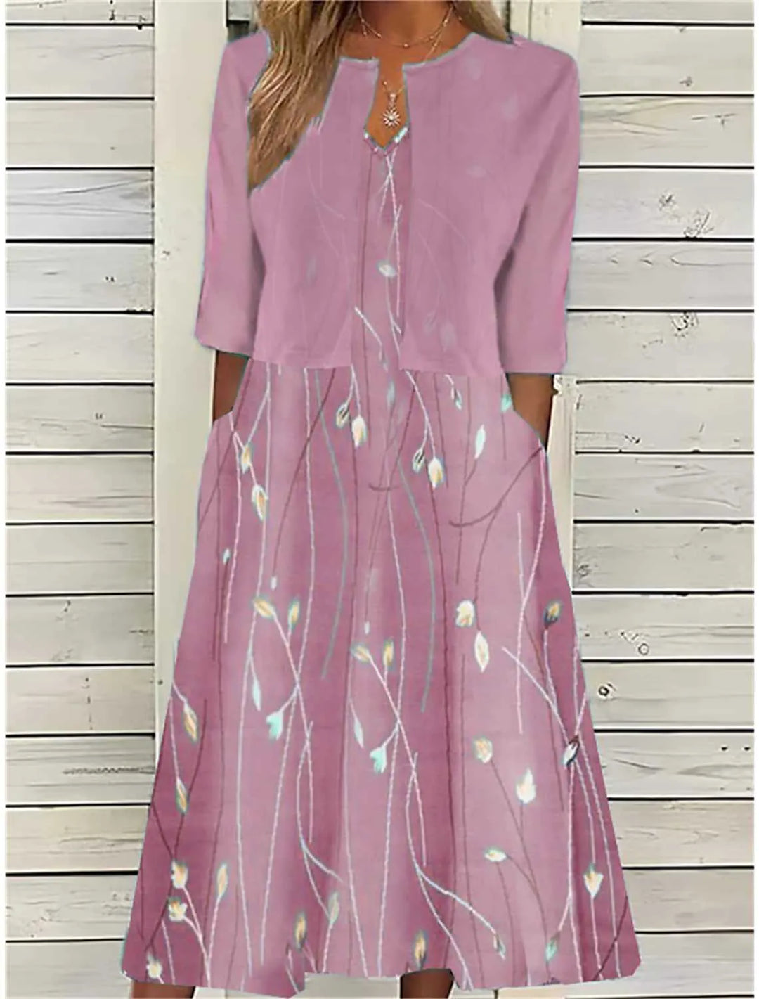 Elise™ - Blumen Zweiteiliges Midi-Kleid