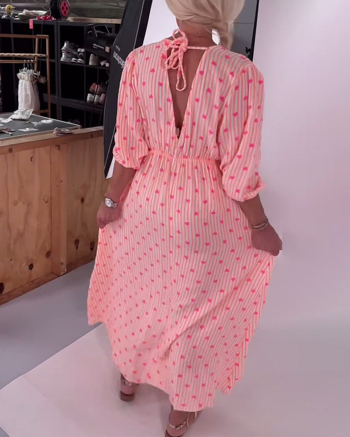 Belle™ – Elegantes V-Ausschnitt Kleid mit Herzmuster