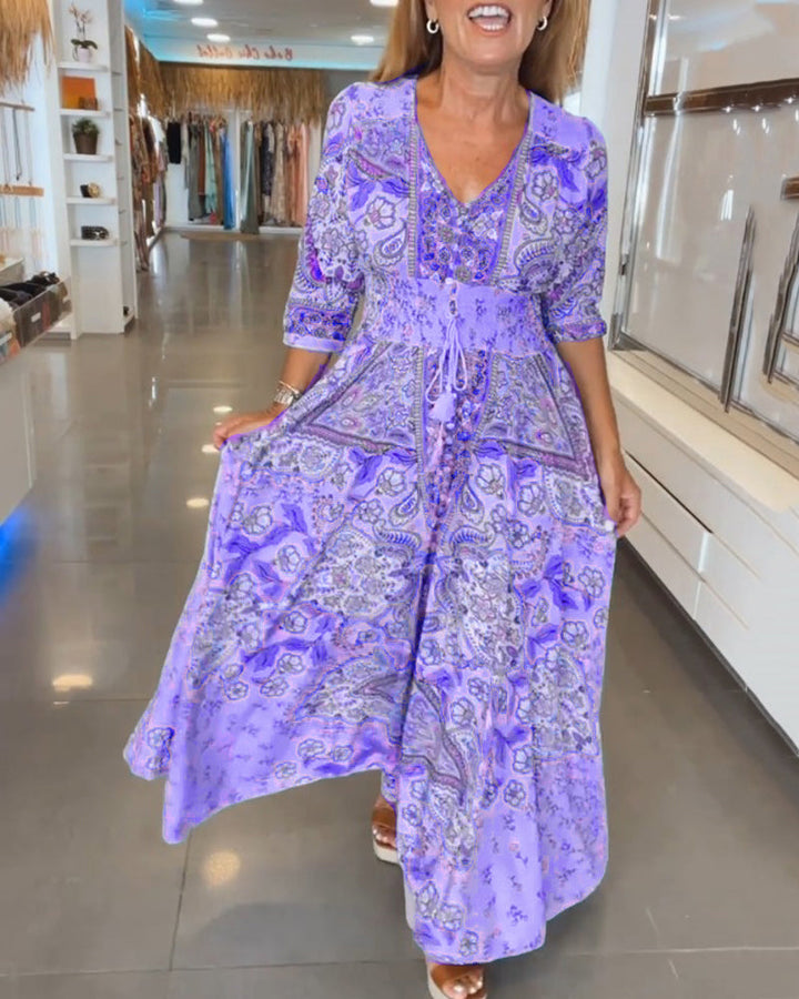 Ruth™ - Elegantes Ferien V-Ausschnitt Kleid