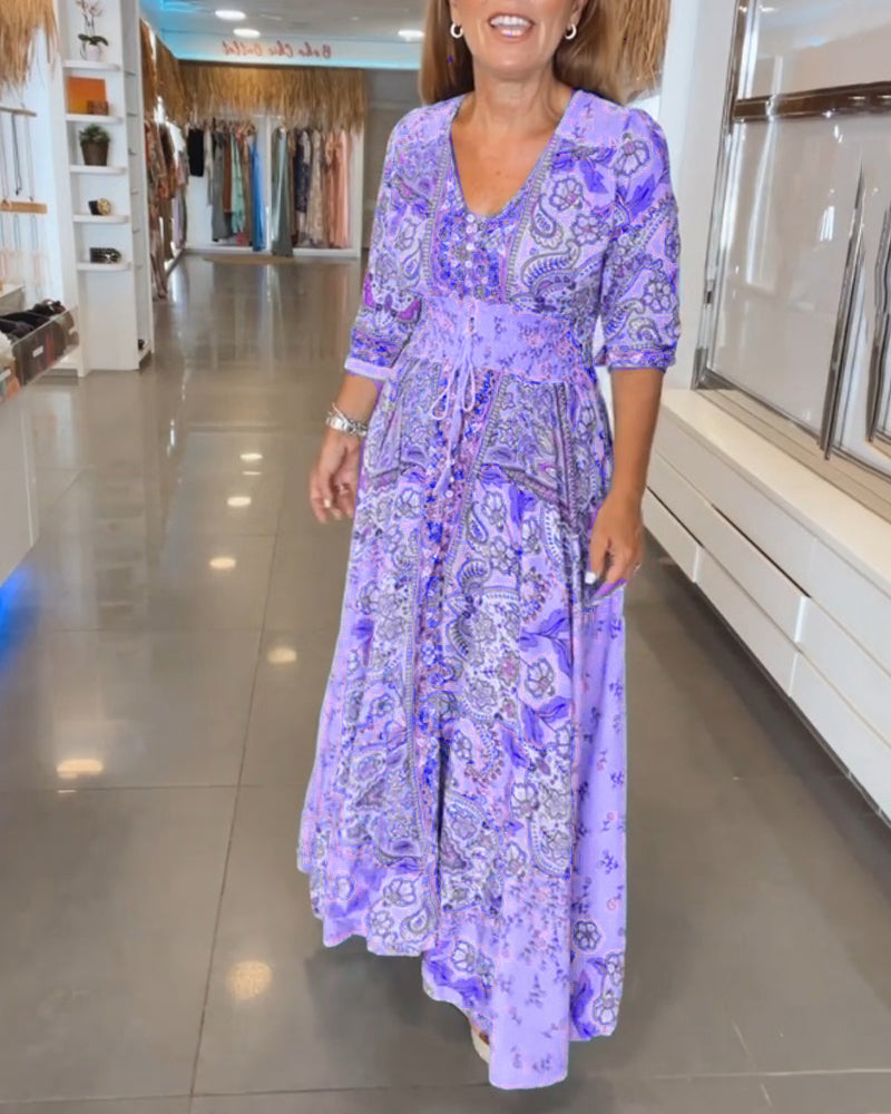 Ruth™ - Elegantes Ferien V-Ausschnitt Kleid