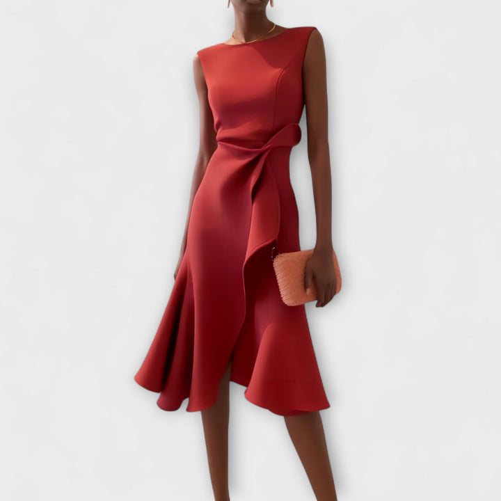Juliette™ – Elegantes Drapiertes Asymmetrisches Midi-Kleid