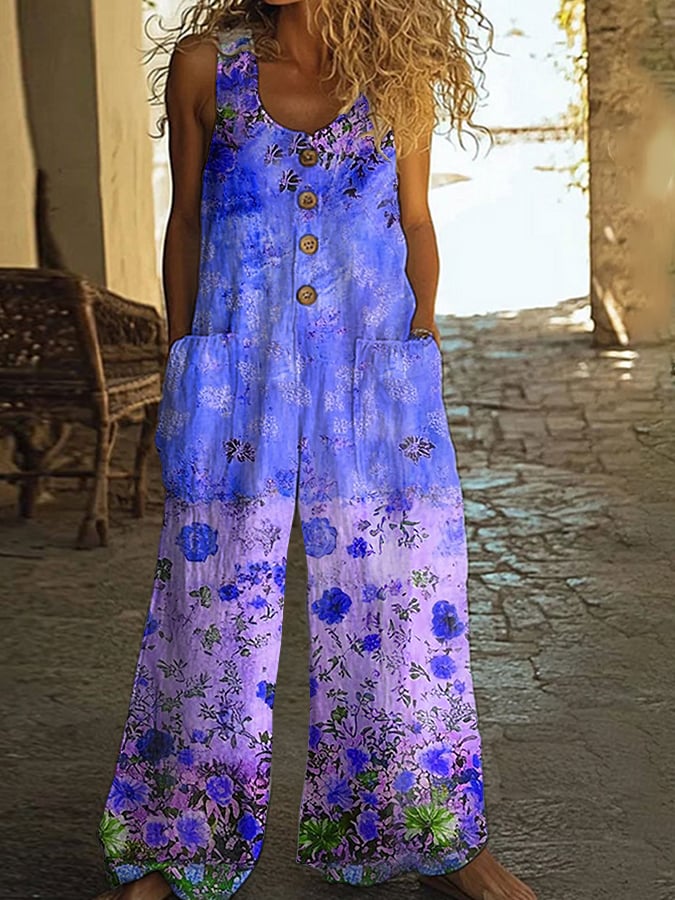 Hilary™ - Schicker Vintage Lockere Blumenoverall