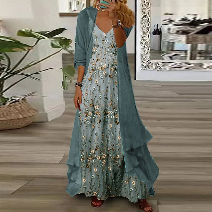 Edda™ - Zweiteiliges Blumen-Maxi-Kleid Set