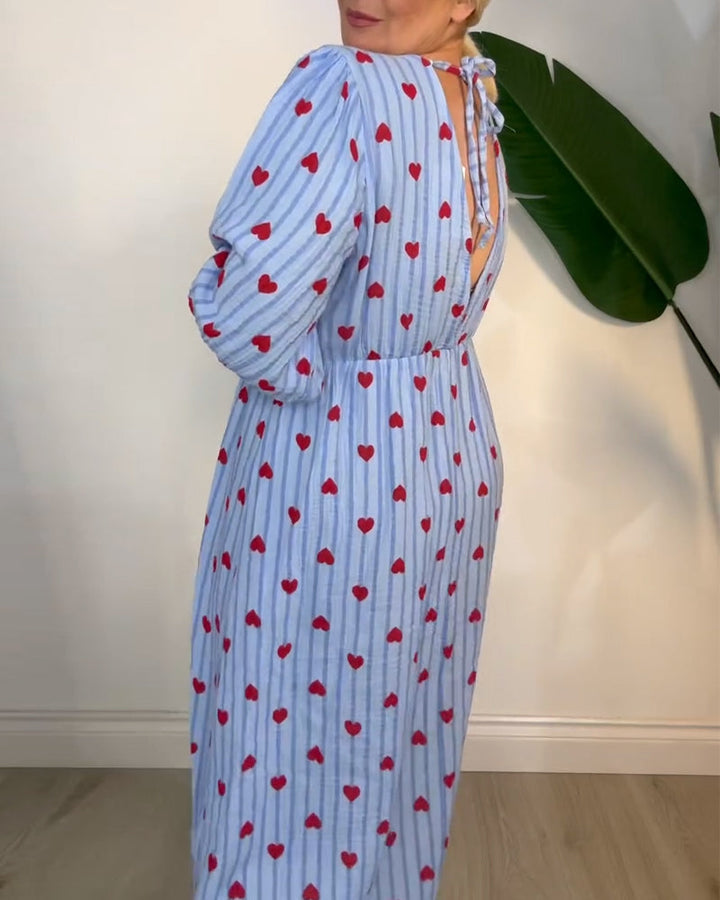 Belle™ – Elegantes V-Ausschnitt Kleid mit Herzmuster