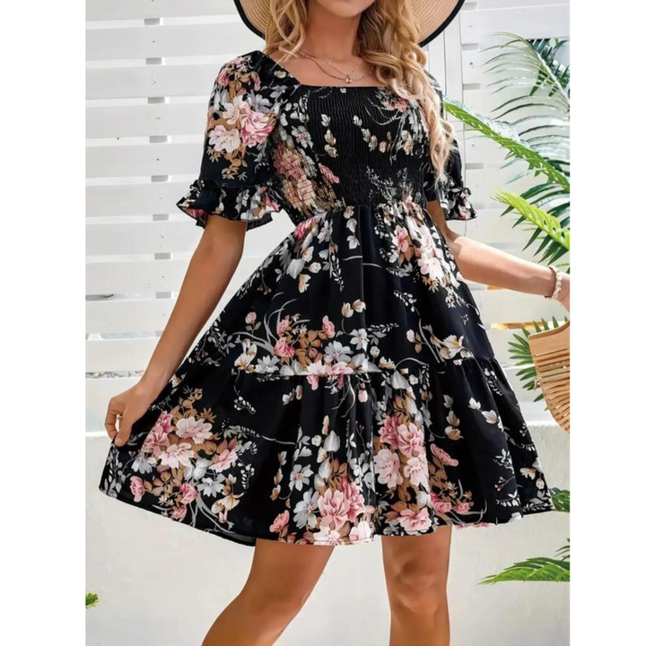 Isolde™ – Vintage Floral Flounce Sleeve Sommerkleid