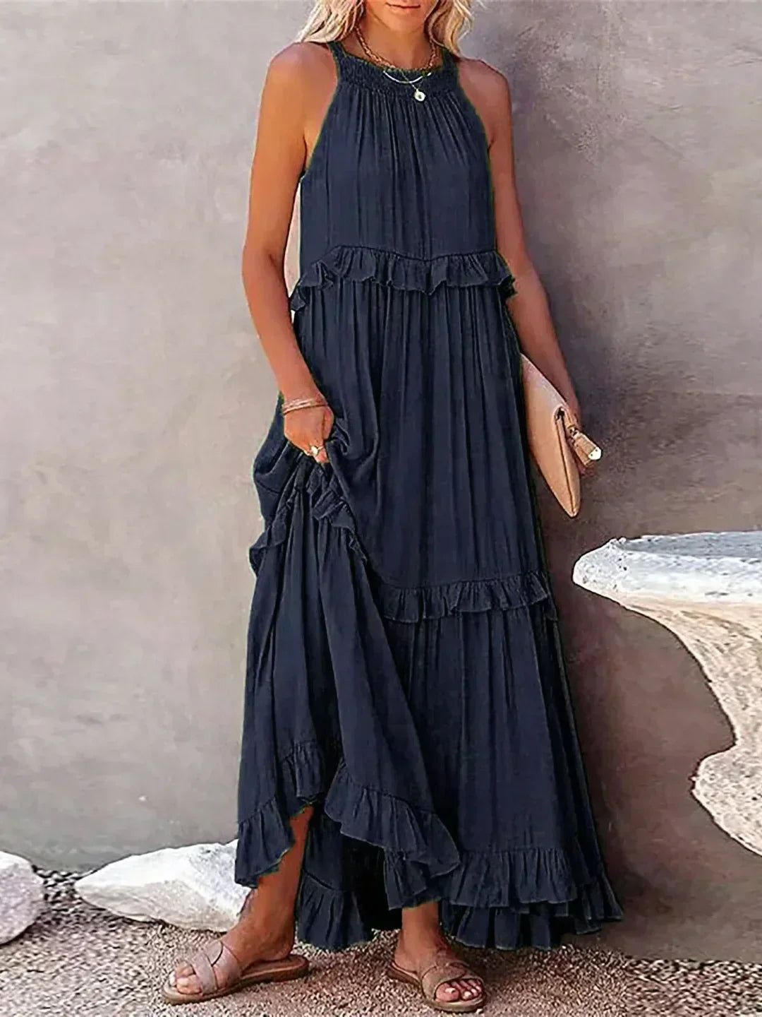 Emilia™ - Halter Ruffle Maxi Kleid