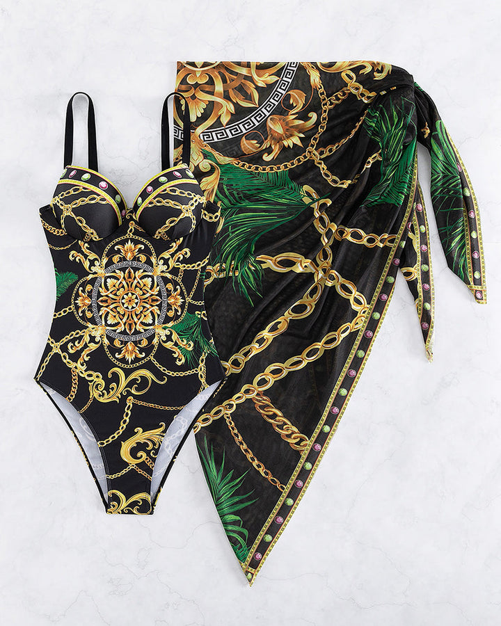 Marie | Einteiliger Push-up-Badeanzug mit Strandrock