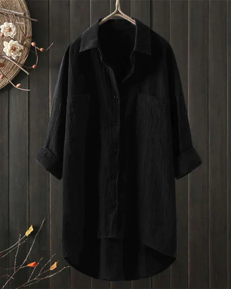 Angelina™ - Einfarbige Bluse mit langen Ärmeln