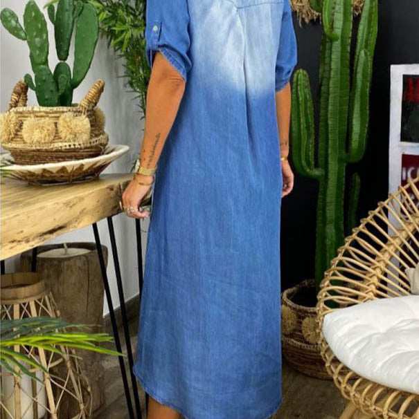 Ilse™ - Sommer V-Ausschnitt Halb Denim Kleid