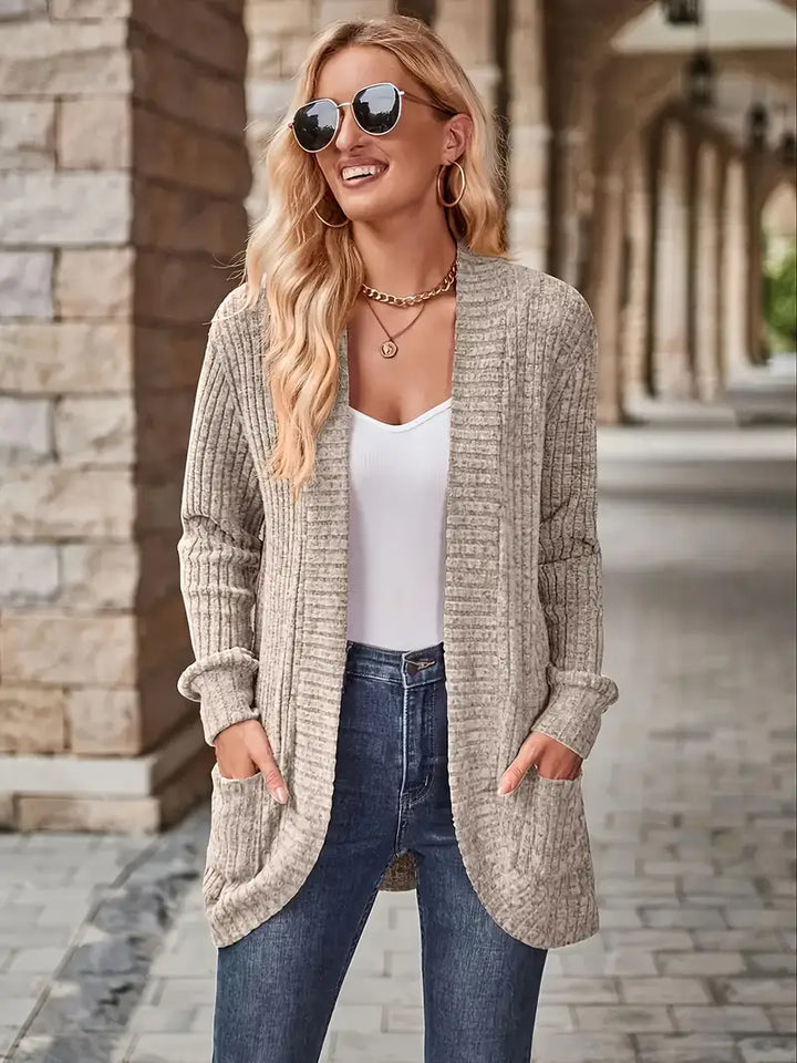 Neva™ - Eleganter Rippstrick-Cardigan mit langen Ärmeln