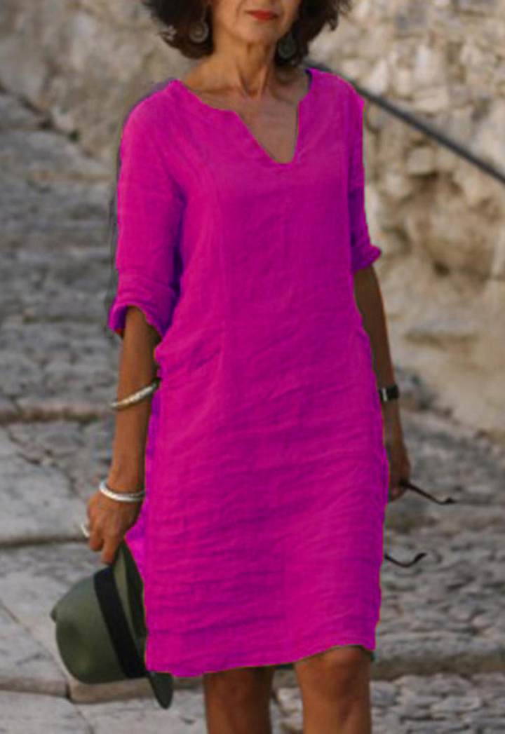 Elvy™ - Elegantes V-Ausschnitt Kleid