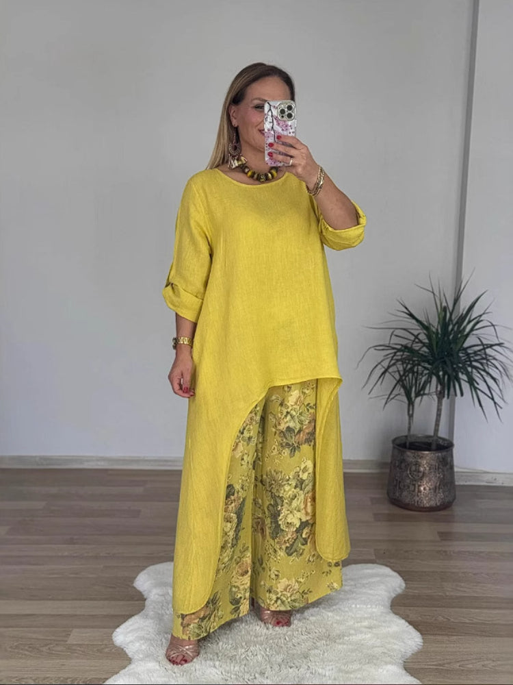 Regina™ – Elegantes Casual Baumwoll und Leinen-Set