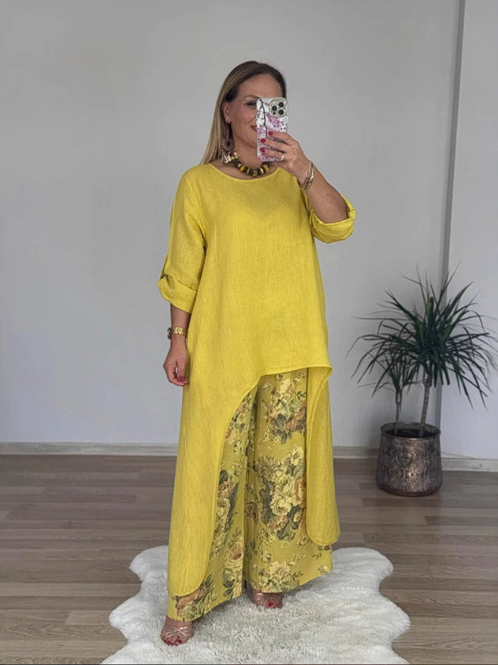 Regina™ – Elegantes Casual Baumwoll und Leinen-Set