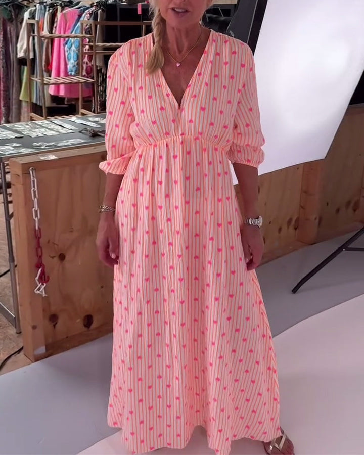 Belle™ – Elegantes V-Ausschnitt Kleid mit Herzmuster