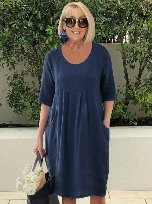 Lena™ - Entspanntes Faltenkleid mit Taschen