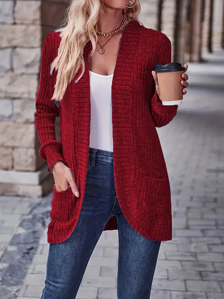 Neva™ - Eleganter Rippstrick-Cardigan mit langen Ärmeln