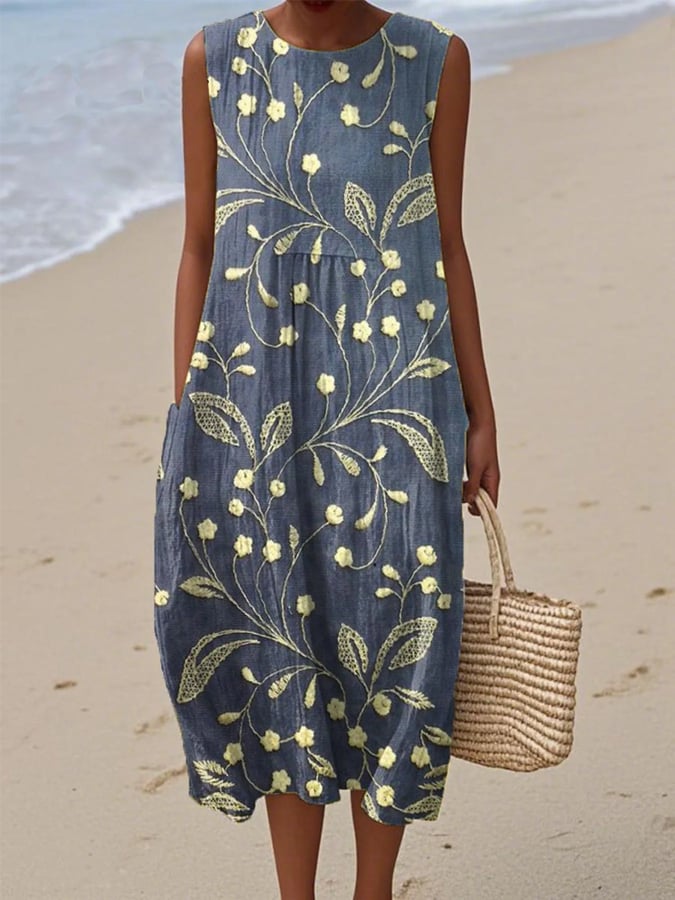 Blanca™ – Atmungsaktives ärmelloses Blumenkleid