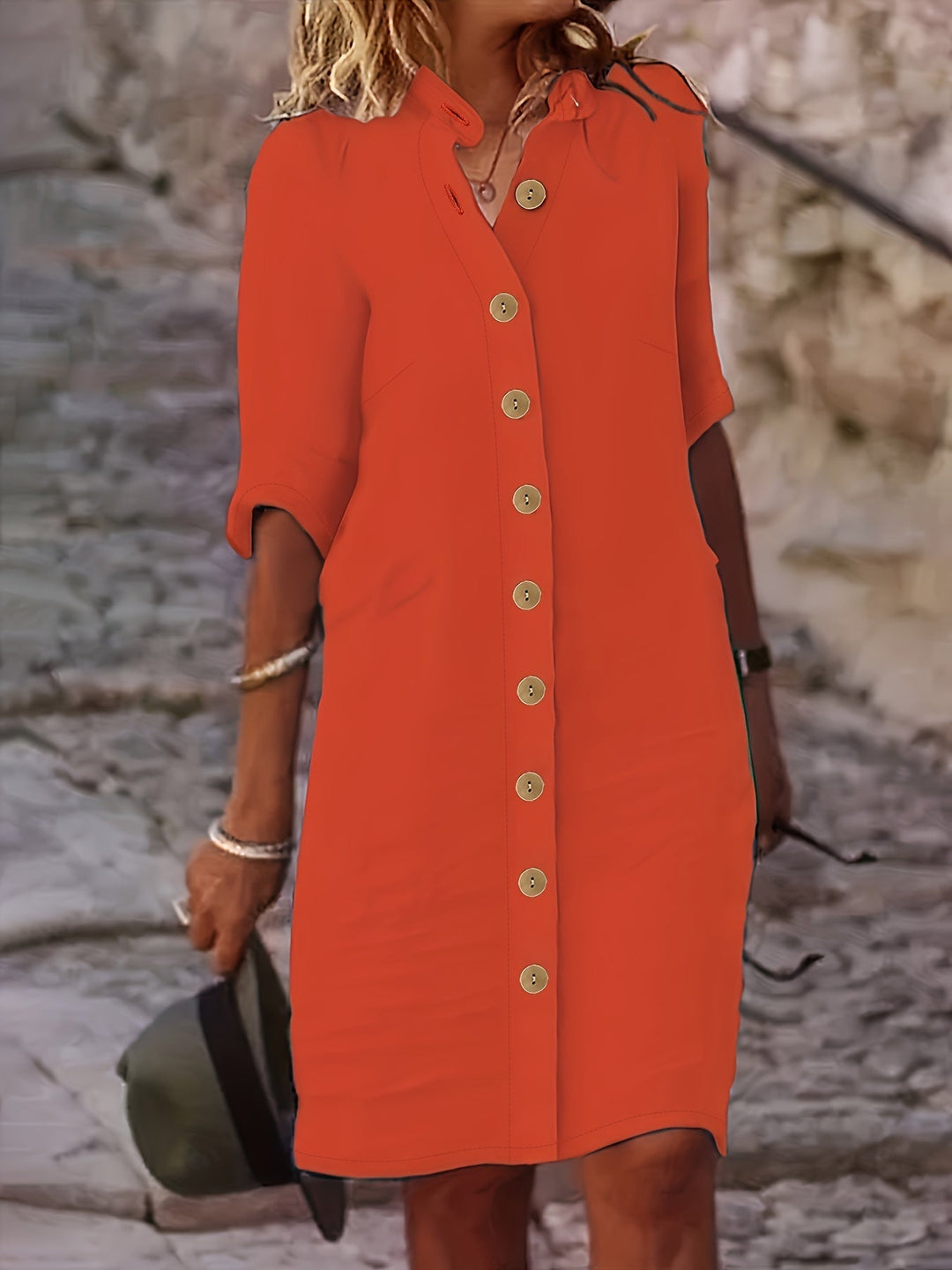 Hannah™ - Lässiges Kleid mit Knopfleiste