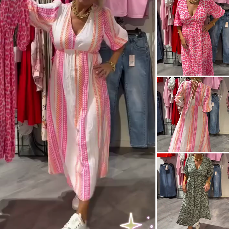 Avenia™ - Gedrucktes V-Ausschnitt Kleid