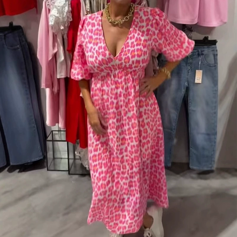 Avenia™ - Gedrucktes V-Ausschnitt Kleid