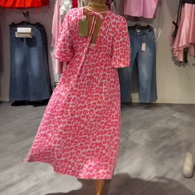 Avenia™ - Gedrucktes V-Ausschnitt Kleid