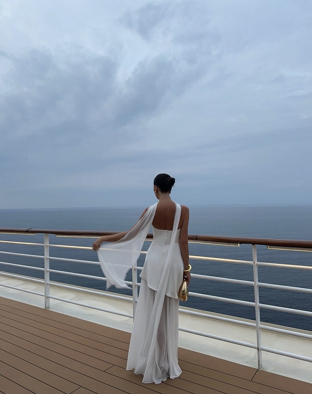 Ariadne - Strapless Patchwork Mesh Asymmetrisches Maxikleid