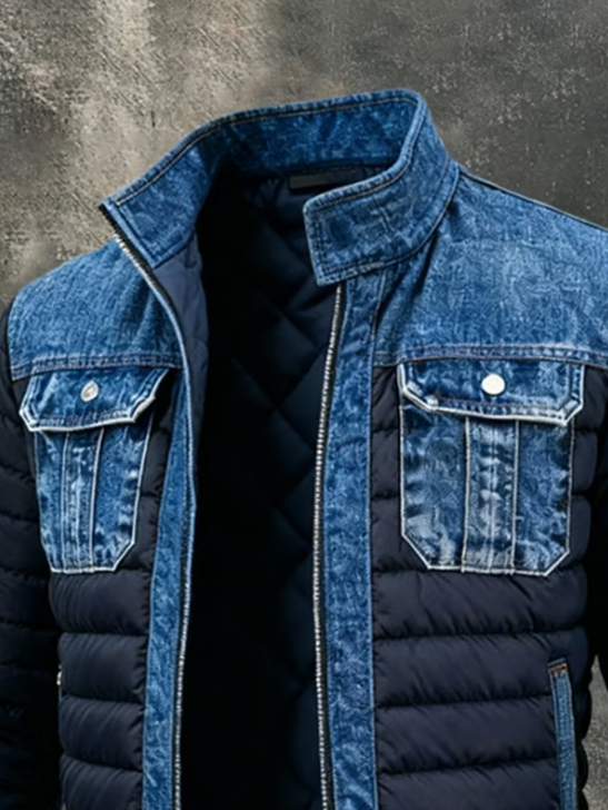 JAMES – GESTEPPTE DENIM-HYBRID-PUFFERJACKE