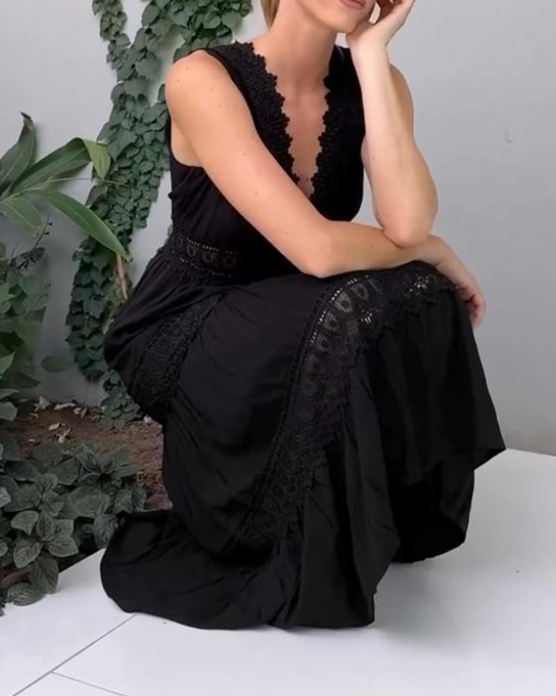 Stella™ - Bequemes V-Ausschnitt Spitzen-Topkleid