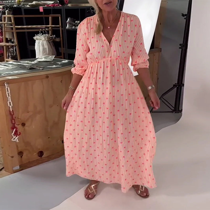 Belle™ – Elegantes V-Ausschnitt Kleid mit Herzmuster