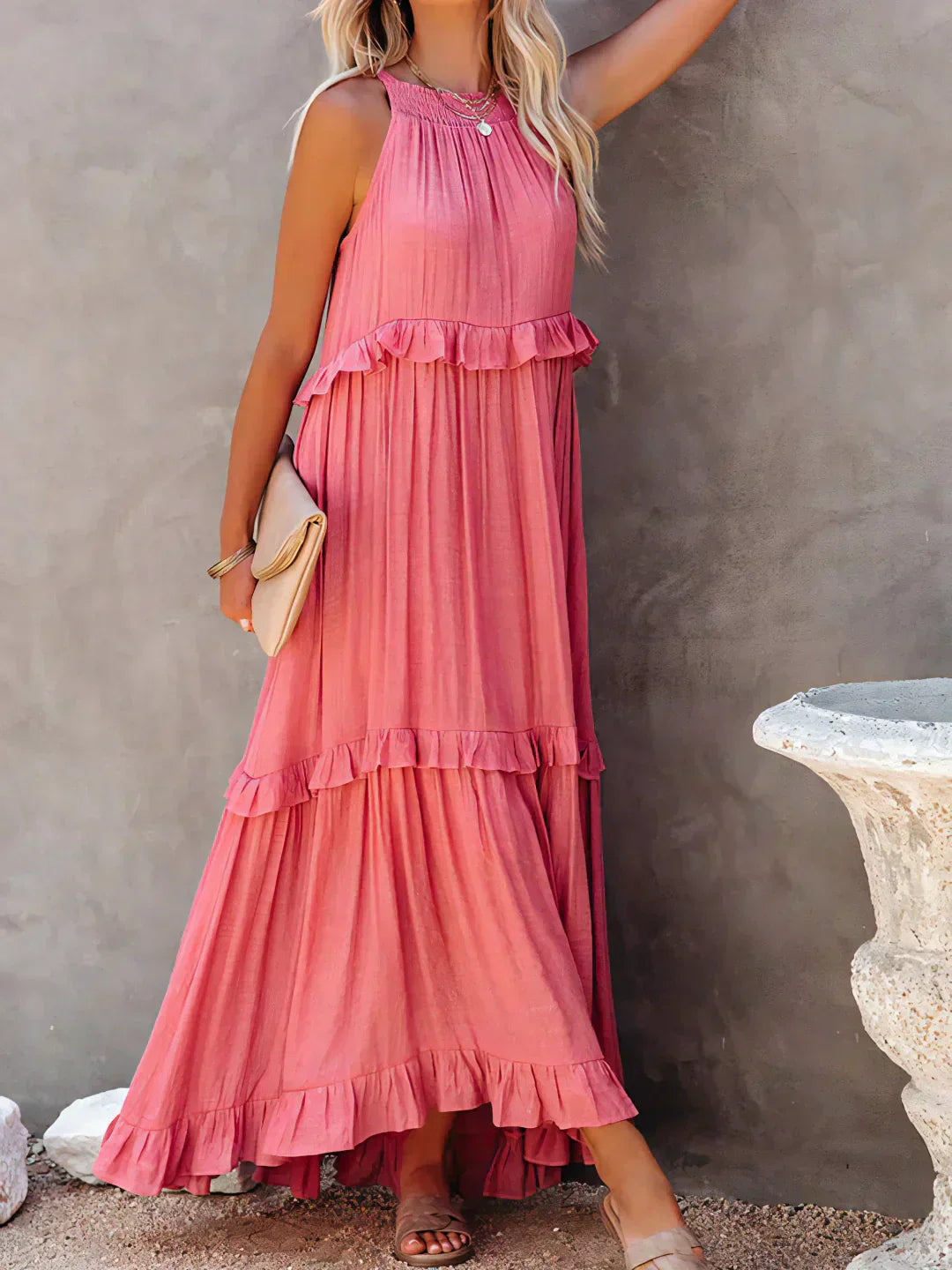 Emilia™ - Halter Ruffle Maxi Kleid