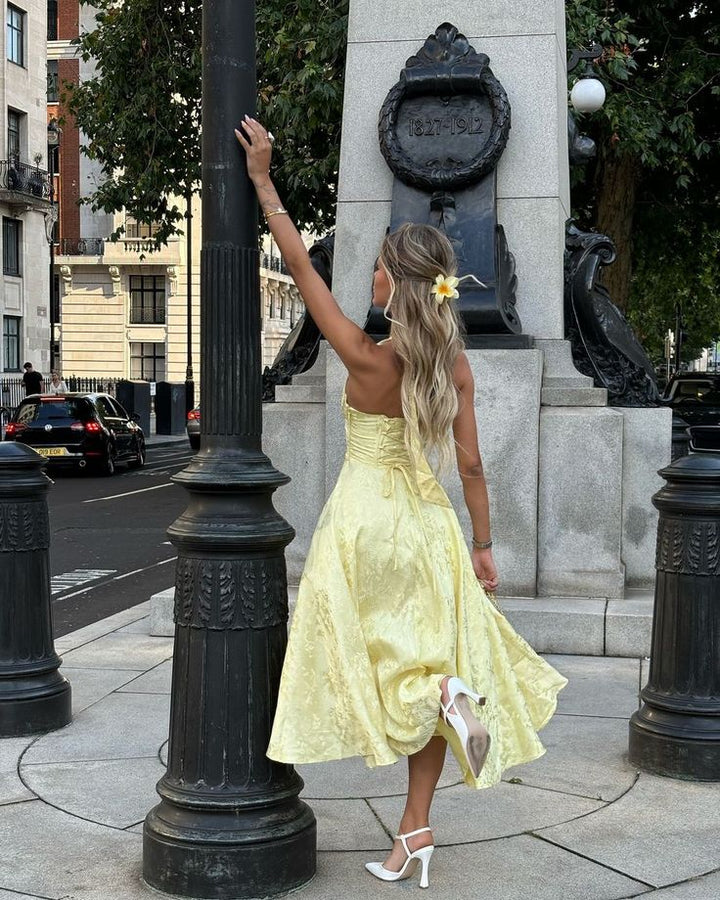 Niamh - Elegantes Besticktes Ärmelloses Kleid mit Tiefem V-Ausschnitt