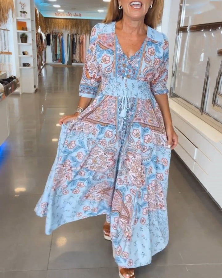 Ruth™ - Elegantes Ferien V-Ausschnitt Kleid