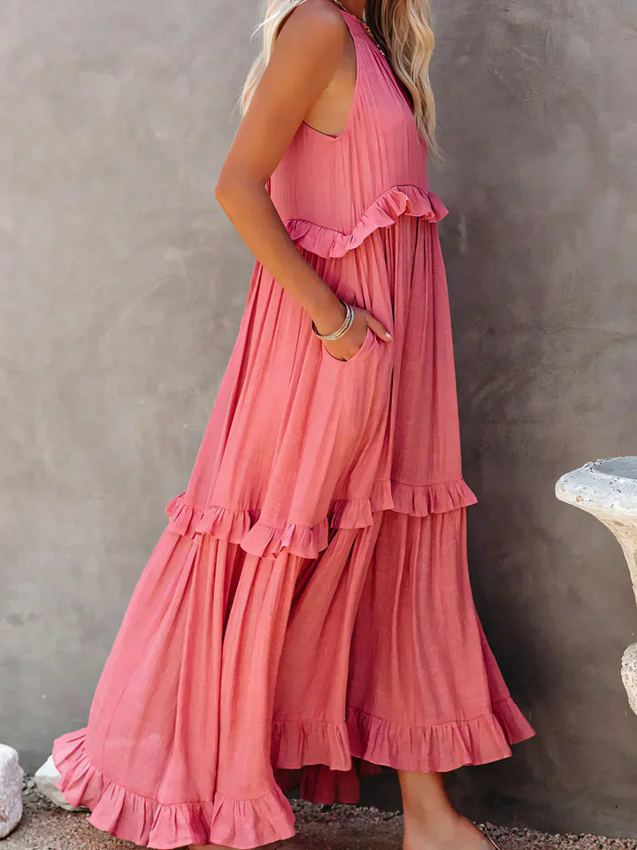 Emilia™ - Halter Ruffle Maxi Kleid