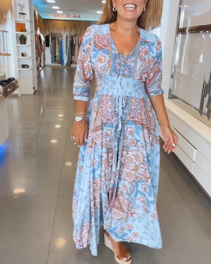 Ruth™ - Elegantes Ferien V-Ausschnitt Kleid