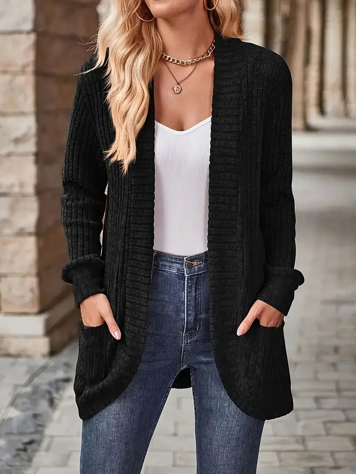 Neva™ - Eleganter Rippstrick-Cardigan mit langen Ärmeln