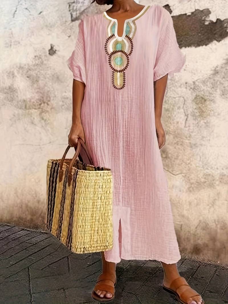 Demi™ - Boho Maxi Split Kleid mit Ausschnitt