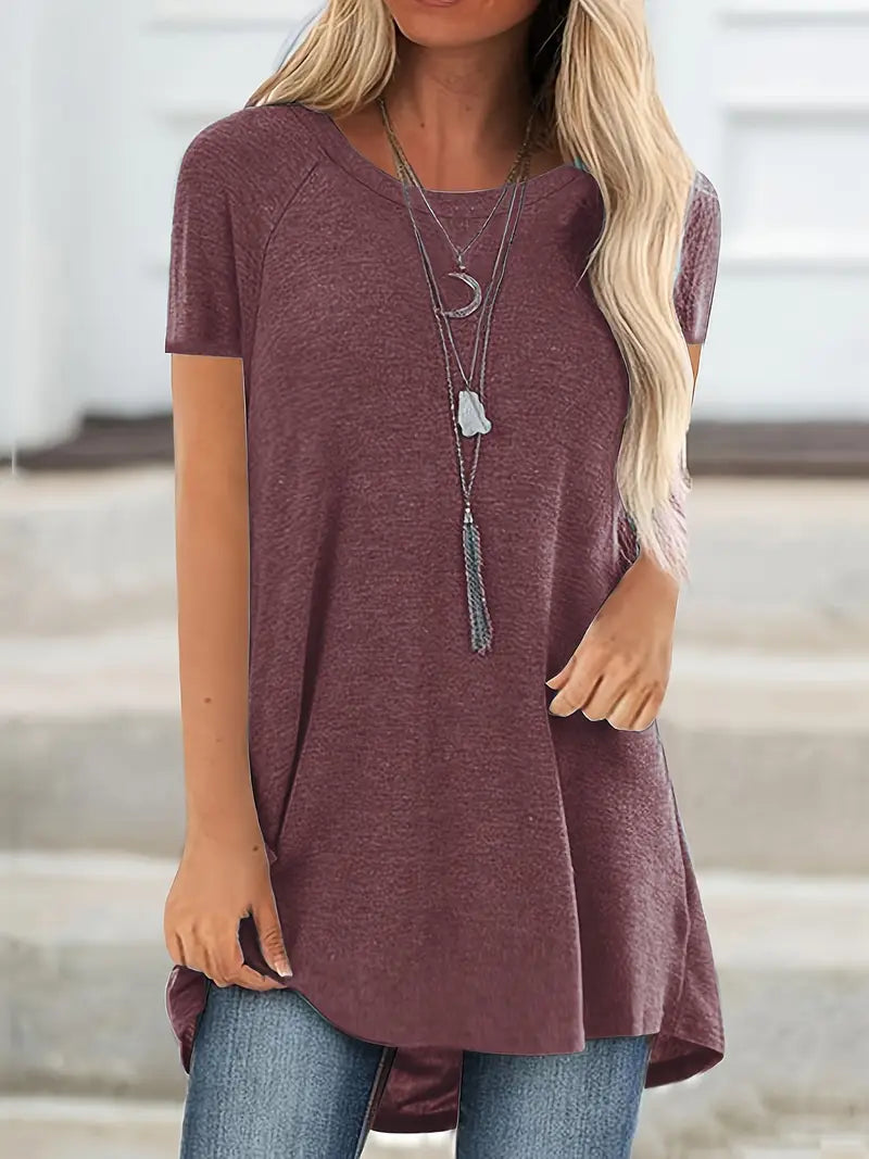 Faye™ - Lässiges Longline Crew Neck T-Shirt