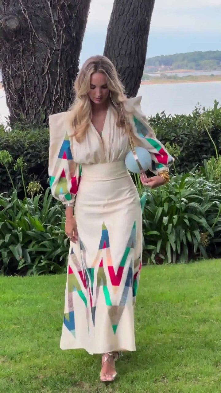 Eleni™ – Bedrucktes V-Ausschnitt 2-Teiliges Set