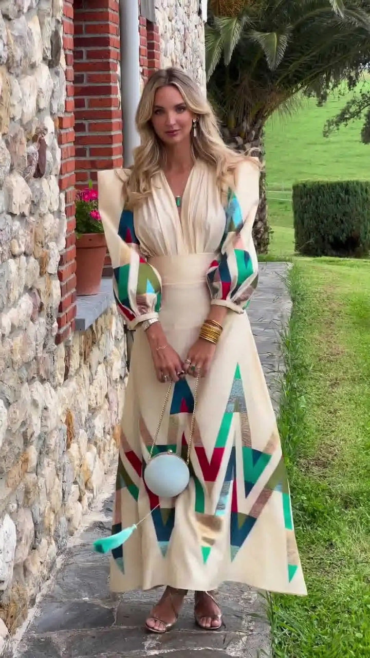 Eleni™ – Bedrucktes V-Ausschnitt 2-Teiliges Set