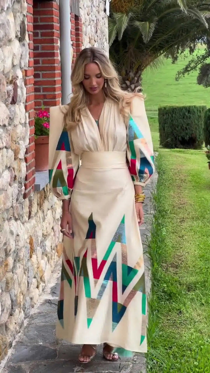 Eleni™ – Bedrucktes V-Ausschnitt 2-Teiliges Set