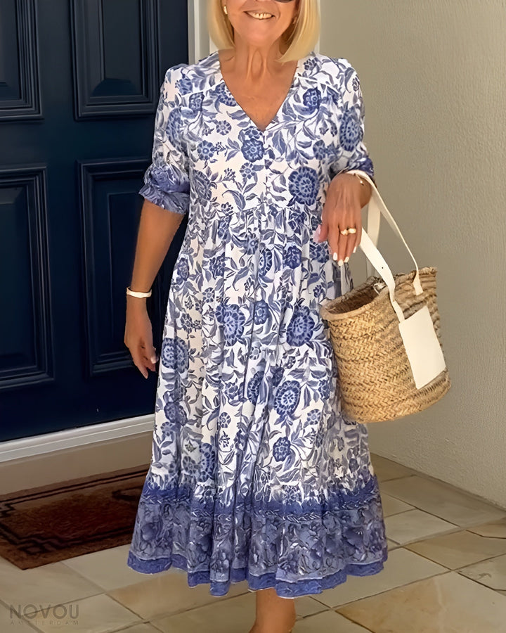 ARIA™ - Elegantes Blumenkleid mit V-Ausschnitt