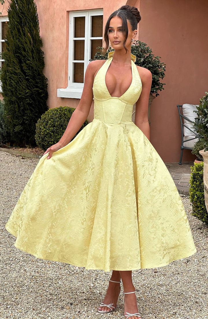 Niamh - Elegantes Besticktes Ärmelloses Kleid mit Tiefem V-Ausschnitt