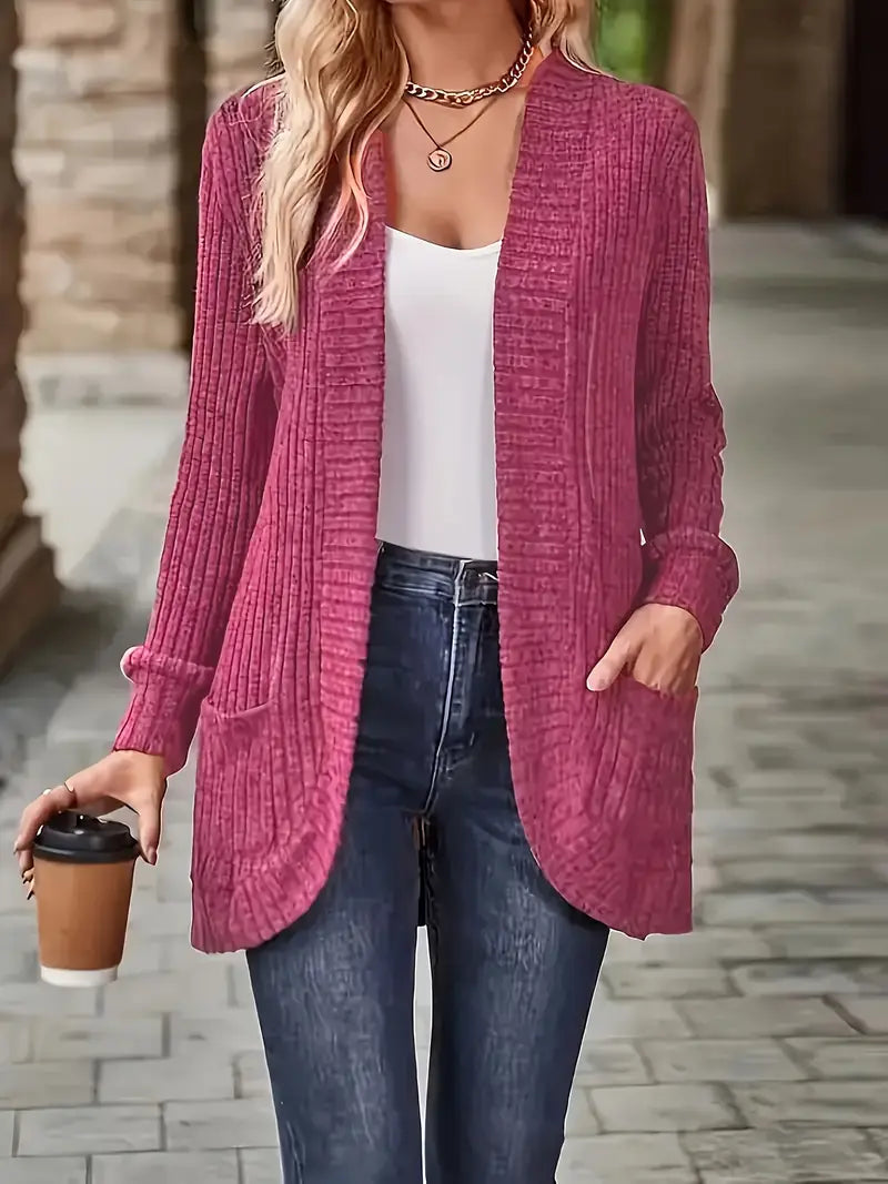Neva™ - Eleganter Rippstrick-Cardigan mit langen Ärmeln