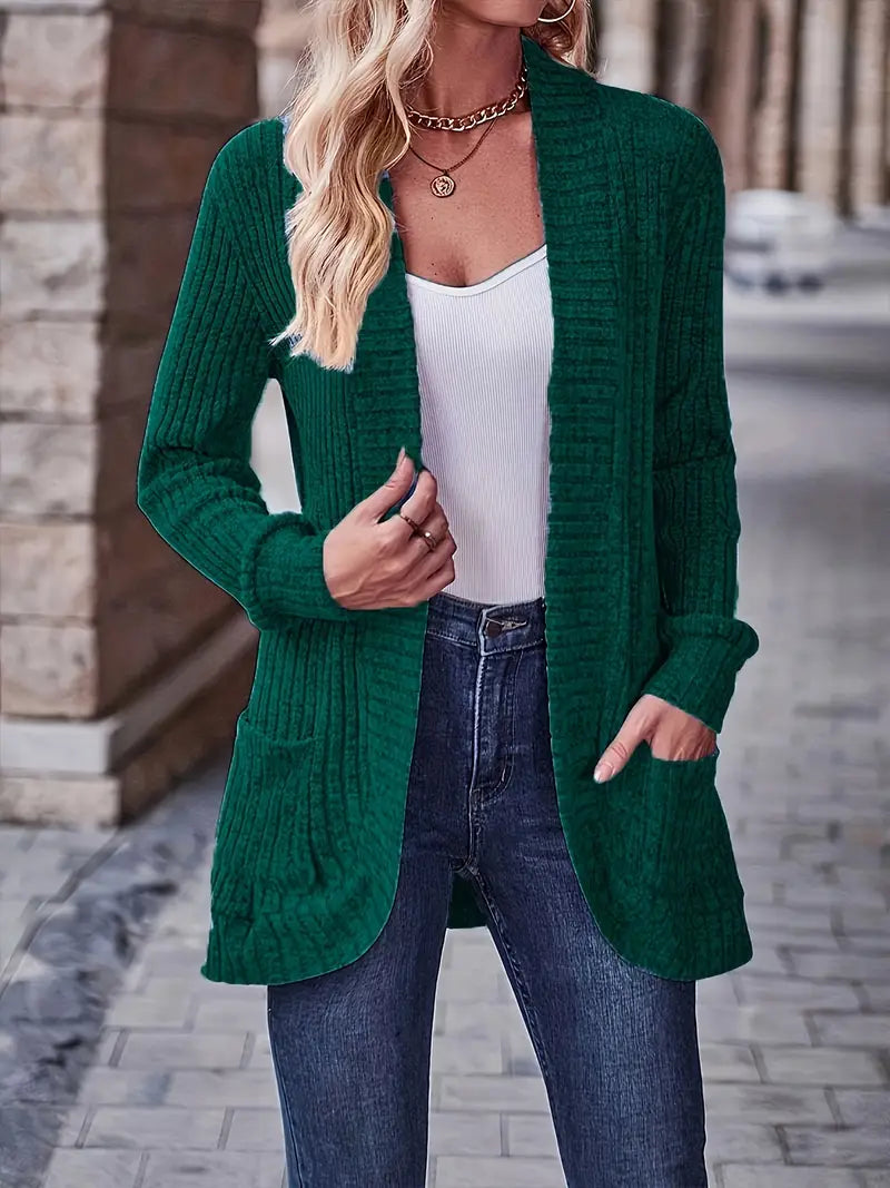 Neva™ - Eleganter Rippstrick-Cardigan mit langen Ärmeln