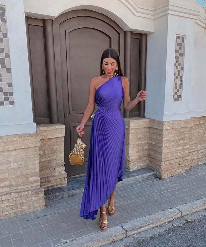 Celeste – Elegantes Midi-Kleid mit einem Schulterträger